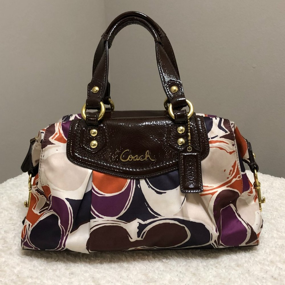 COACH, Signature Hand Drawn, Scarf Print, ASHLEY Satchel Bag Purse, F20034
